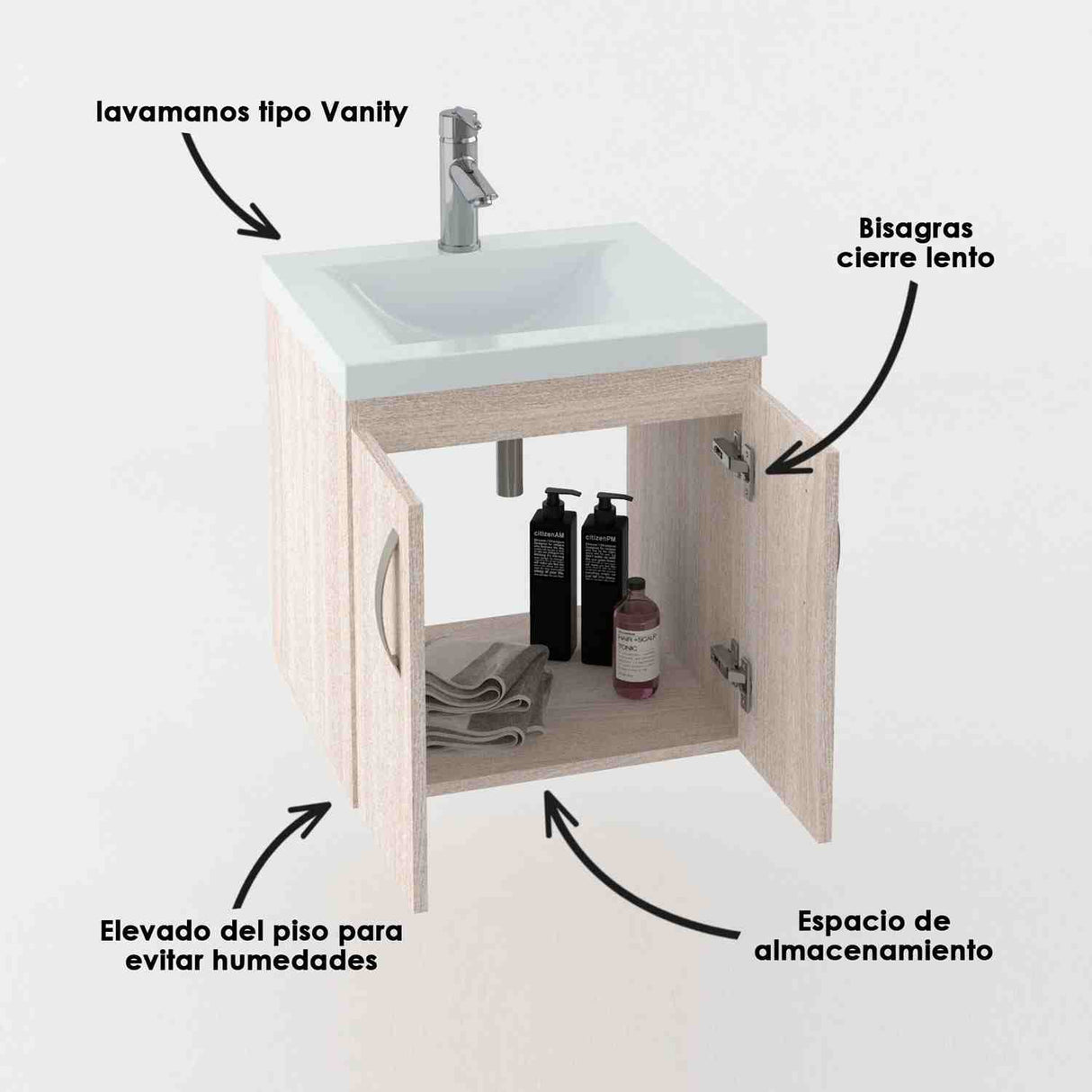 Mueble para Baño Siena Basico Soder y Mali 48 cm Flotante con Lavamanos - Muebles para Baño | Bylmo