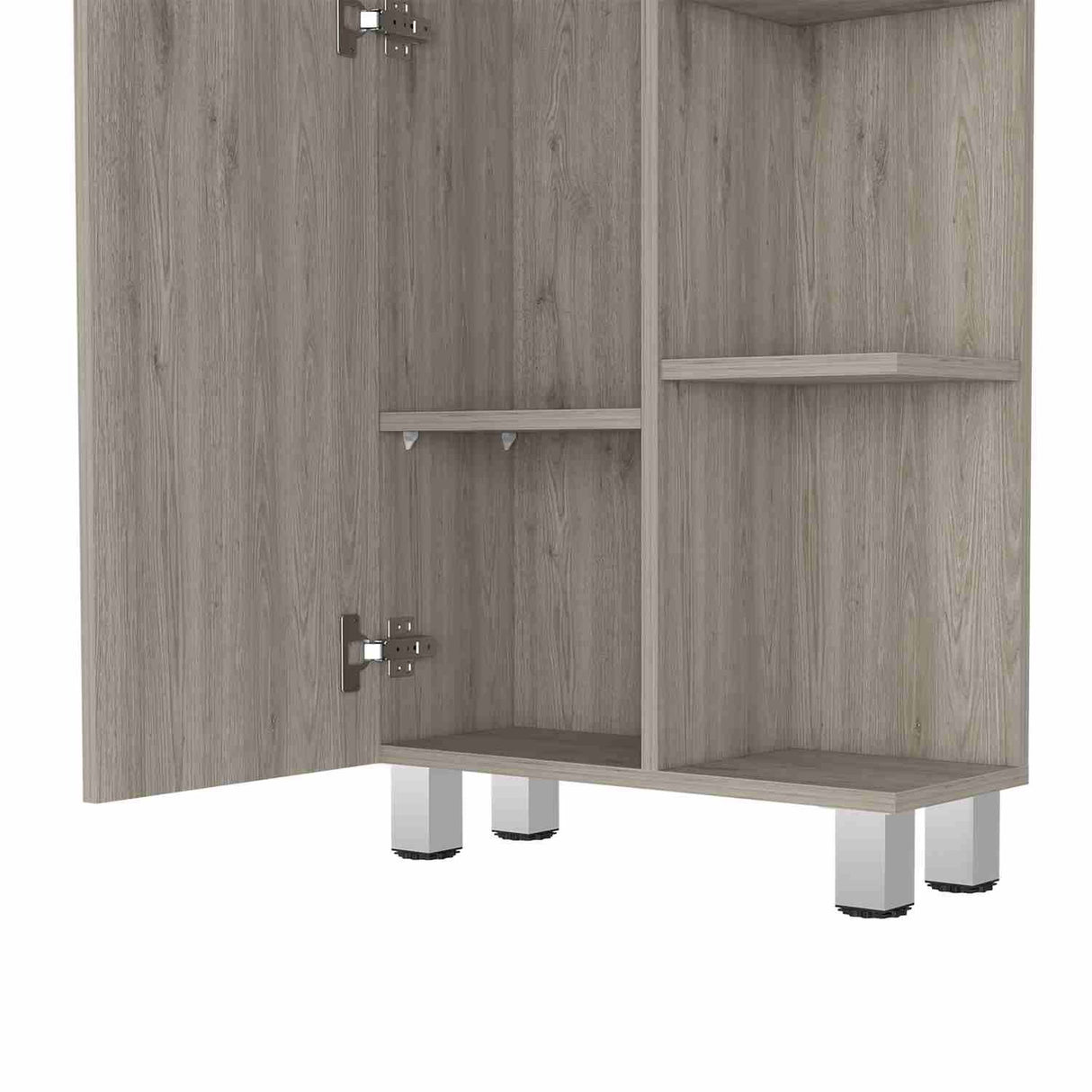 Mueble para Baño Esquinero Urano Ceniza 51x158cm sin Cajones y con Cuatro Entrepaños - Muebles para Baño | Bylmo