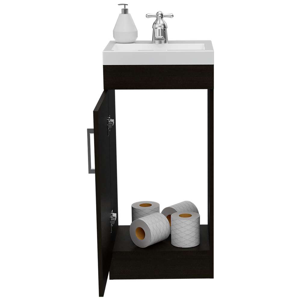 Mueble para Lavamanos Madrid Wengue 40x88cm Individual con Lavamanos con Una Puerta - Gabinetes | Bylmo