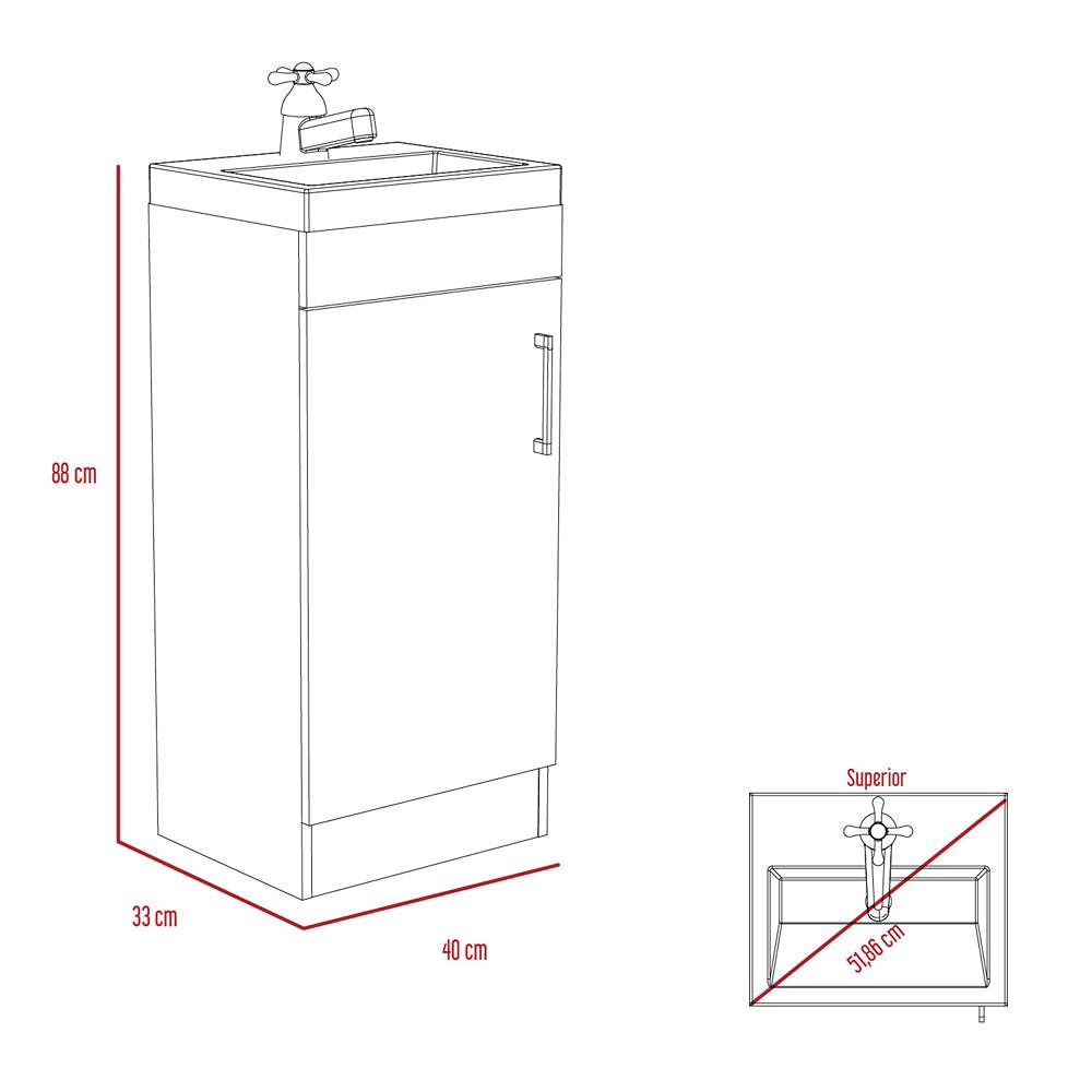 Mueble para Lavamanos Madrid Wengue 40x88cm Individual con Lavamanos con Una Puerta - Gabinetes | Bylmo