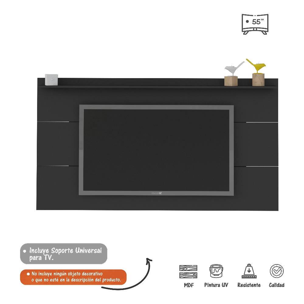 Panel Slim Negro 180 cm - Muebles para TV | Bylmo