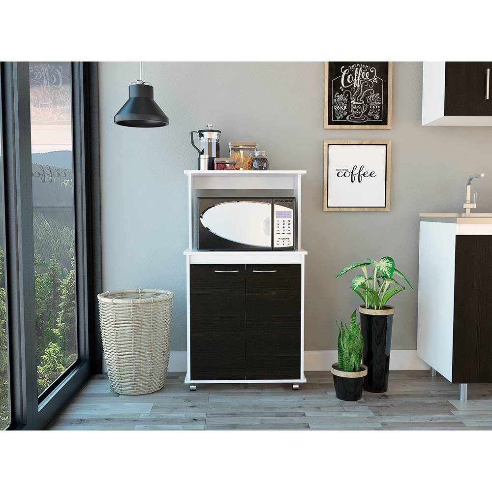 Mueble Auxiliar Italia Blanco y Wengue 63 cm con Dos Puertas y Entrepaño - Muebles Organizadores | Bylmo