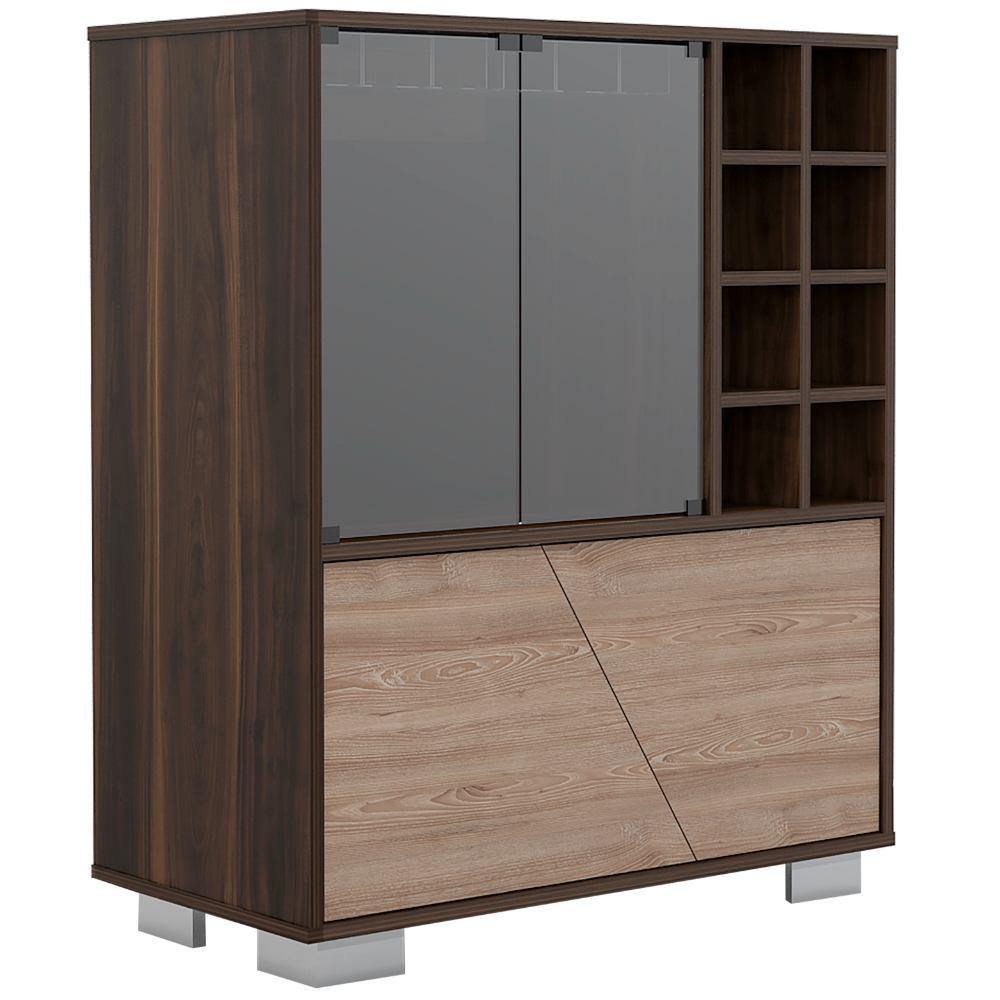 Bar Fraktal Habano y Miel 78 cm con Puertas de Vidrio - Bares | Bylmo