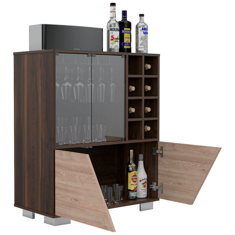 Bar Fraktal Habano y Miel 78 cm con Puertas de Vidrio - Bares | Bylmo