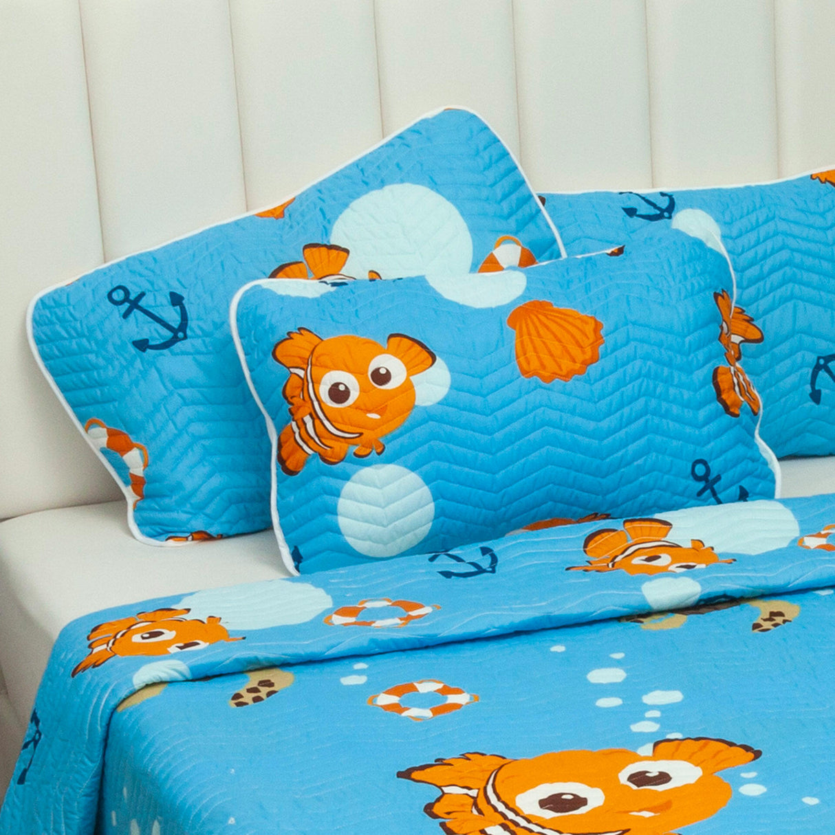Cubrelecho Español Infantil Azul para Cama Sencillo 100 X 190 Cm Doble Faz de Nemo - Ropa de Cama | Bylmo