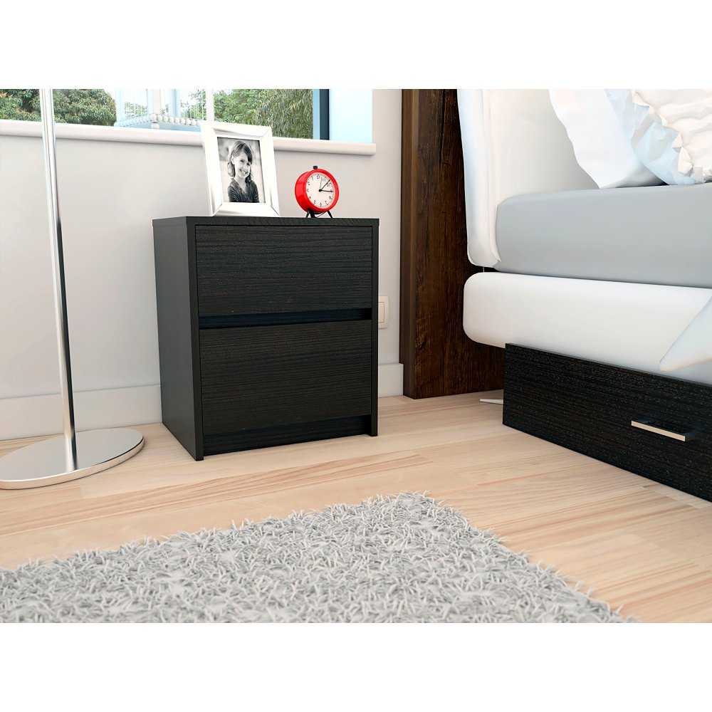 Mesa de Noche Trivor Wengue 40x47.2cm con Dos Cajones - Mesas de Noche | Bylmo