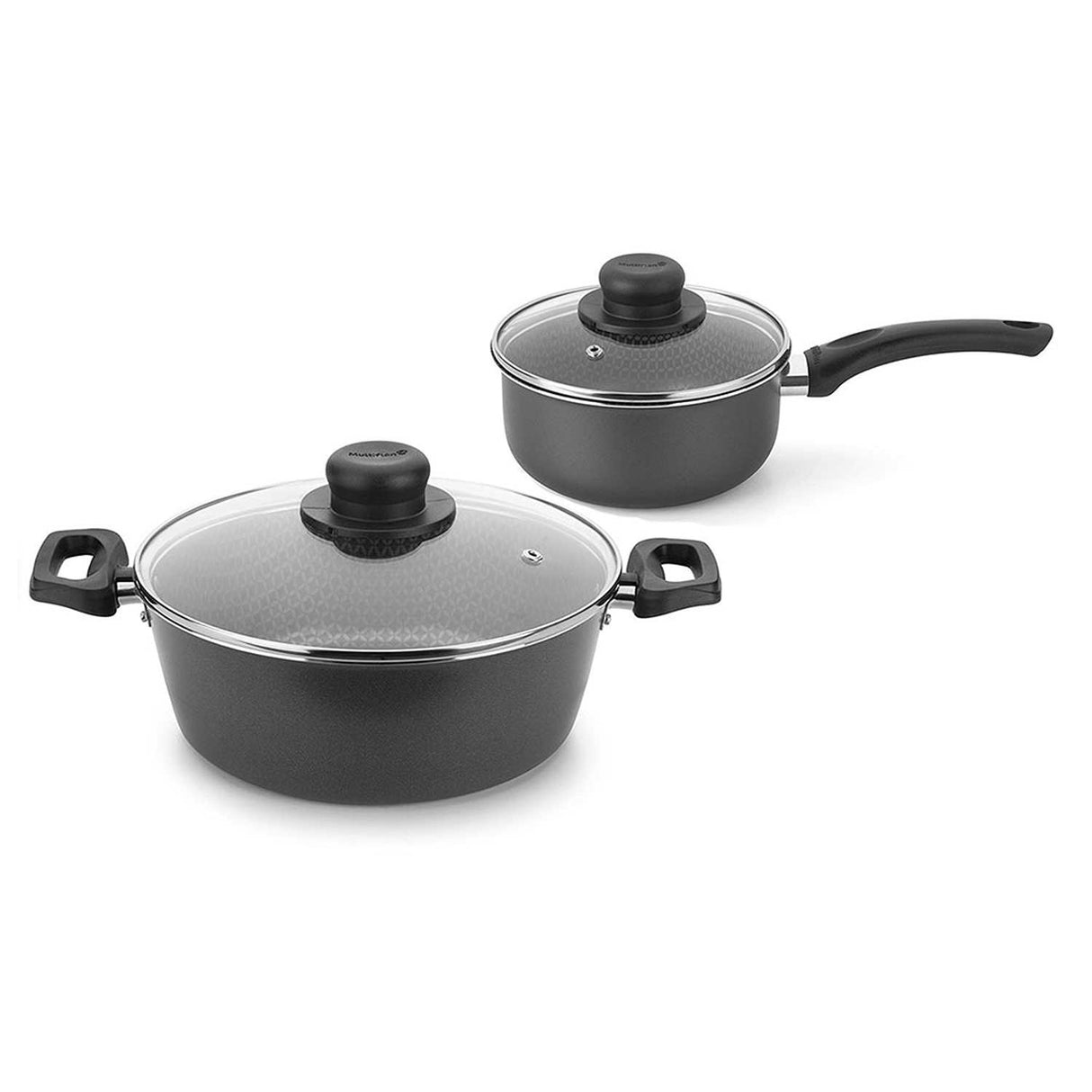 Olla Basic Aluminio 35 cm con Tapa y Olla Cacerola Superior 36 cm con Tapa Gris - Ollas y Sartenes | Bylmo