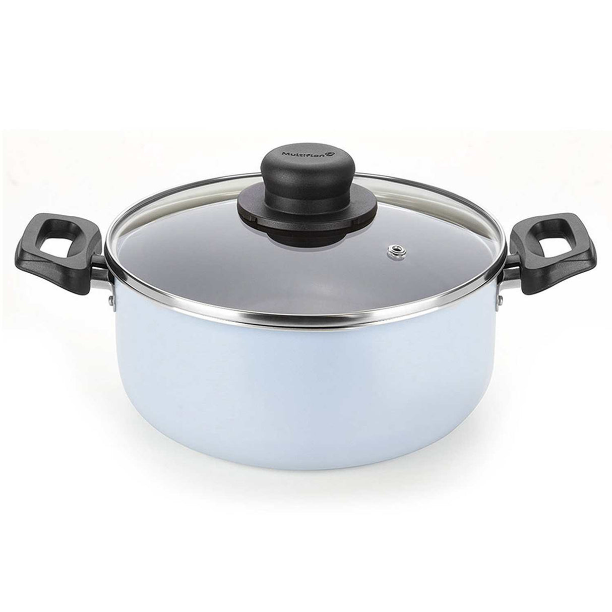 Olla Blue Aluminio 34 cm con Tapa y Olla Blue 35 cm con Tapa Azul Celeste - Ollas y Sartenes | Bylmo