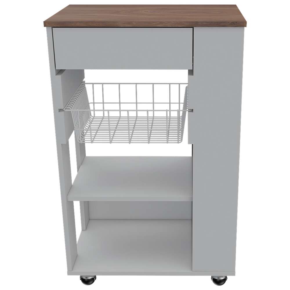 Mueble Auxiliar Blossom Blanco 57 cm con Canasta y Un Cajón - Muebles Organizadores | Bylmo