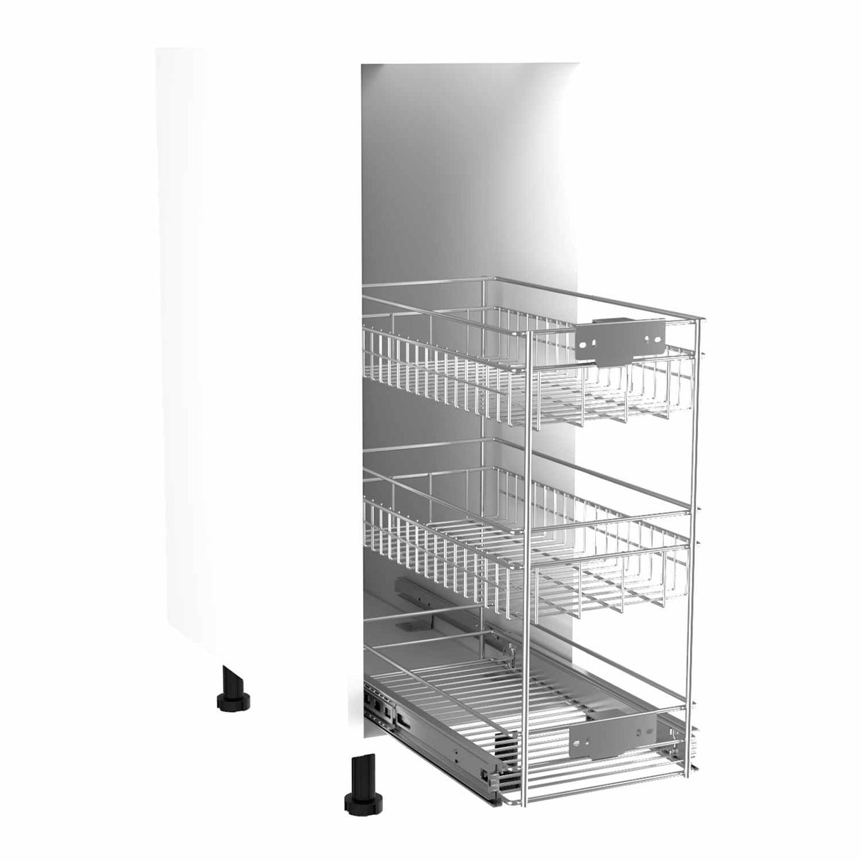 Organizador de Cocina Rioco Blanco 30 cm de Tres Niveles con Patas Metálicas - Barras y Muebles Auxiliares | Bylmo