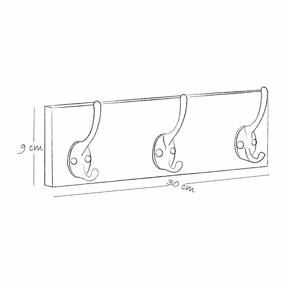 Perchero Fine Rovere 30x0.1cm de Pared con Tres Ganchos - Repisas y Percheros | Bylmo