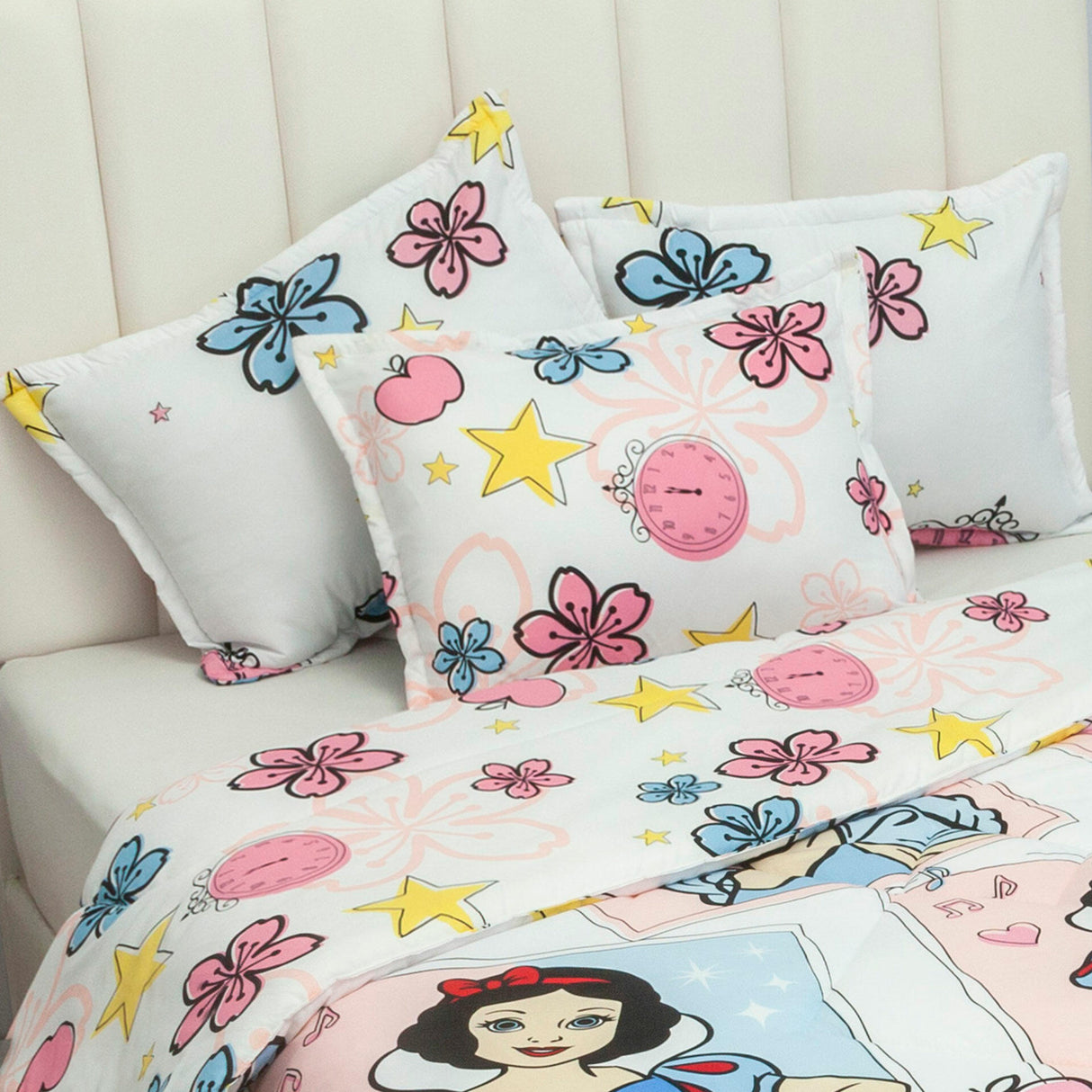 Cubrelecho Acolchado Infantil Rosado y Blanco para Cama Sencillo 100 X 190 Cm de Princesas - Otros textiles | Bylmo