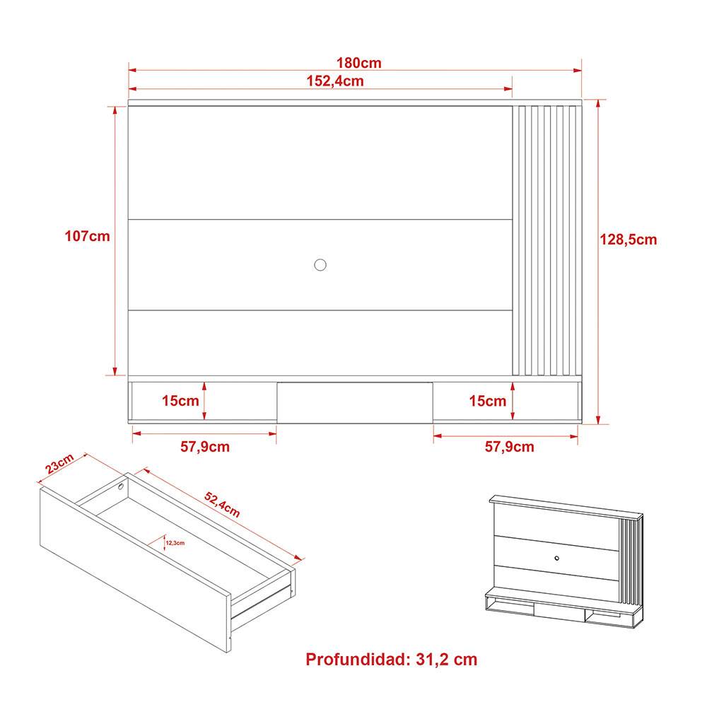 Panel Merida Cafe y Blanco 180 cm - Muebles para TV | Bylmo