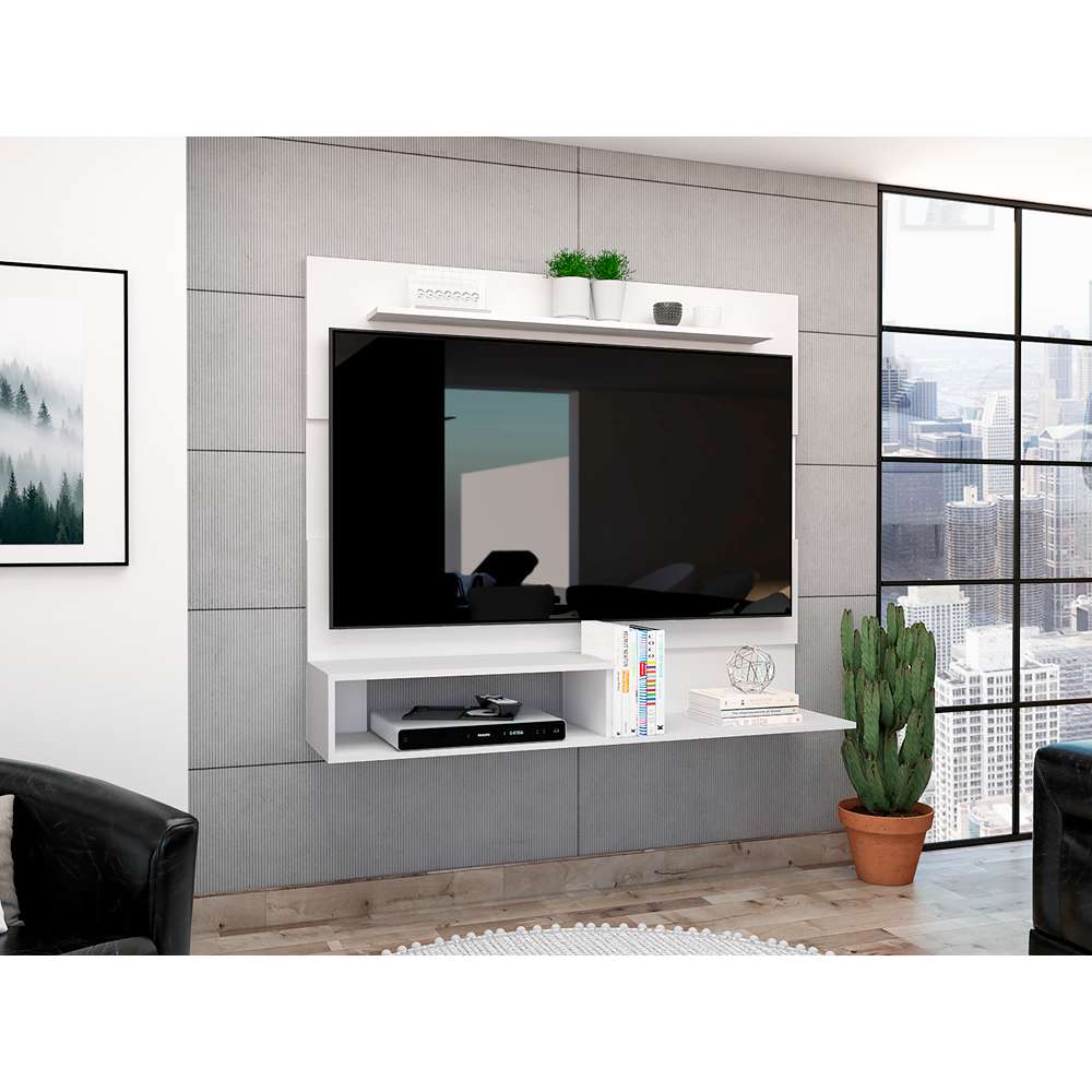Panel Beijint Blanco Nevado 140x120cm Para TV Hasta 55 Pulgadas sin Cajones - Muebles para TV | Bylmo