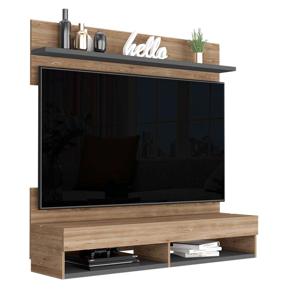 Panel de TV 2A Miel 137.7x134.6cm para TV Hasta 60 Pulgadas y con Dos Compartimientos - Muebles para TV | Bylmo