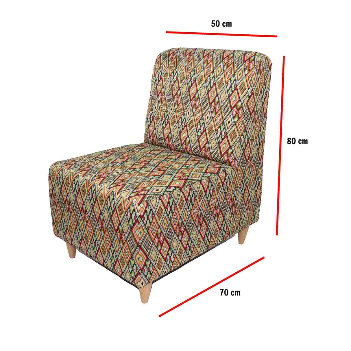 Poltrona Kitty Artemiza Multicolor Rojo 50 cm con Patas de Madera - Sofas y Poltronas | Bylmo