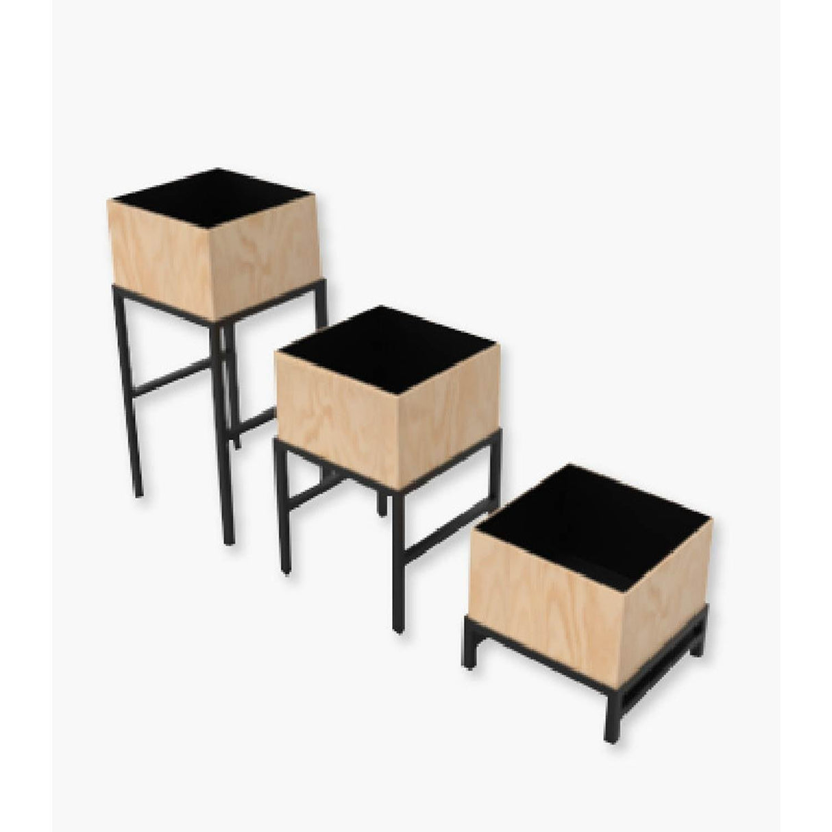 Porta Macetas x3 Elif Madera Grande: 32 cm, Mediana: 28 cm y Pequeña: 23 cm Cuadrados - Jardineria | Bylmo