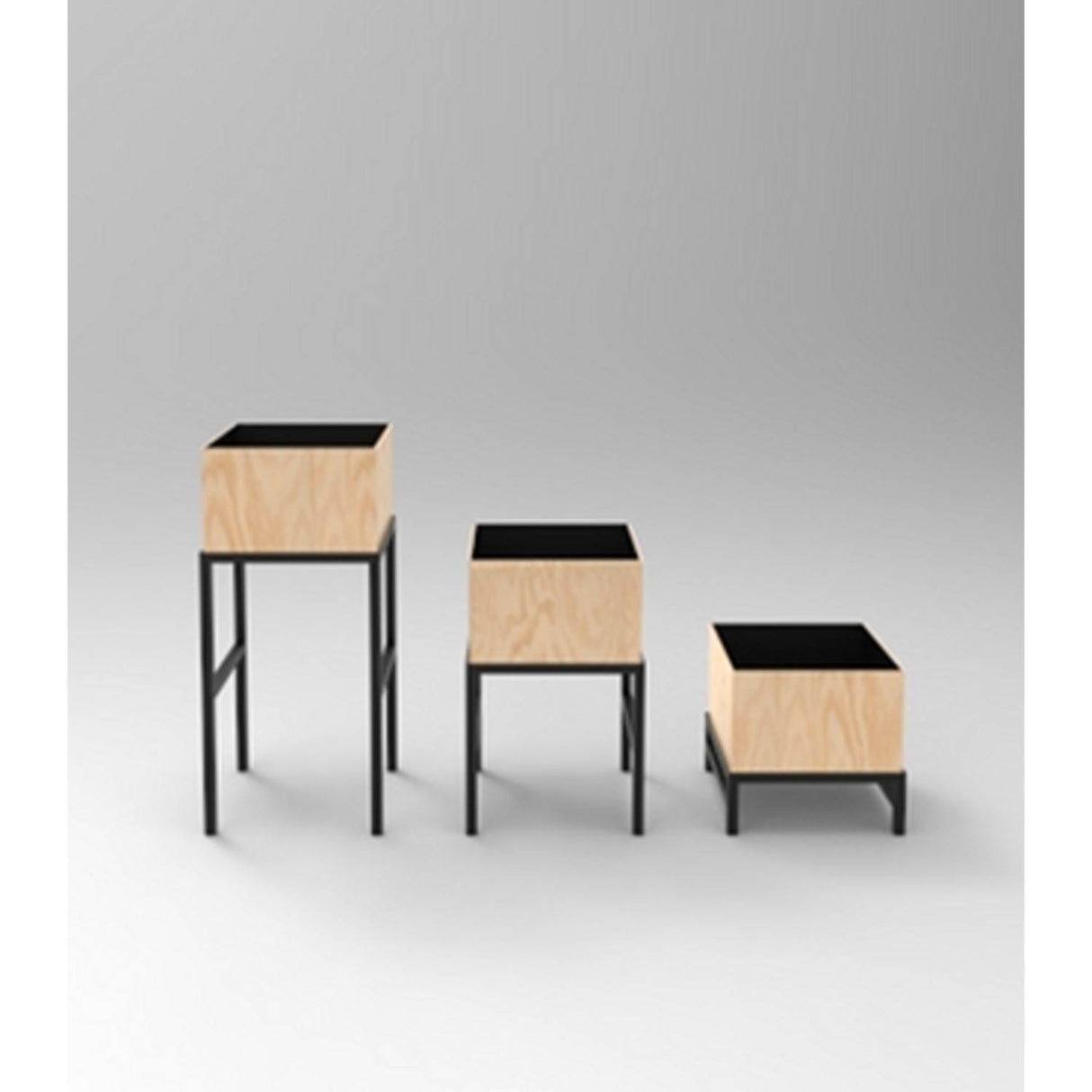 Porta Macetas x3 Elif Madera Grande: 32 cm, Mediana: 28 cm y Pequeña: 23 cm Cuadrados - Jardineria | Bylmo