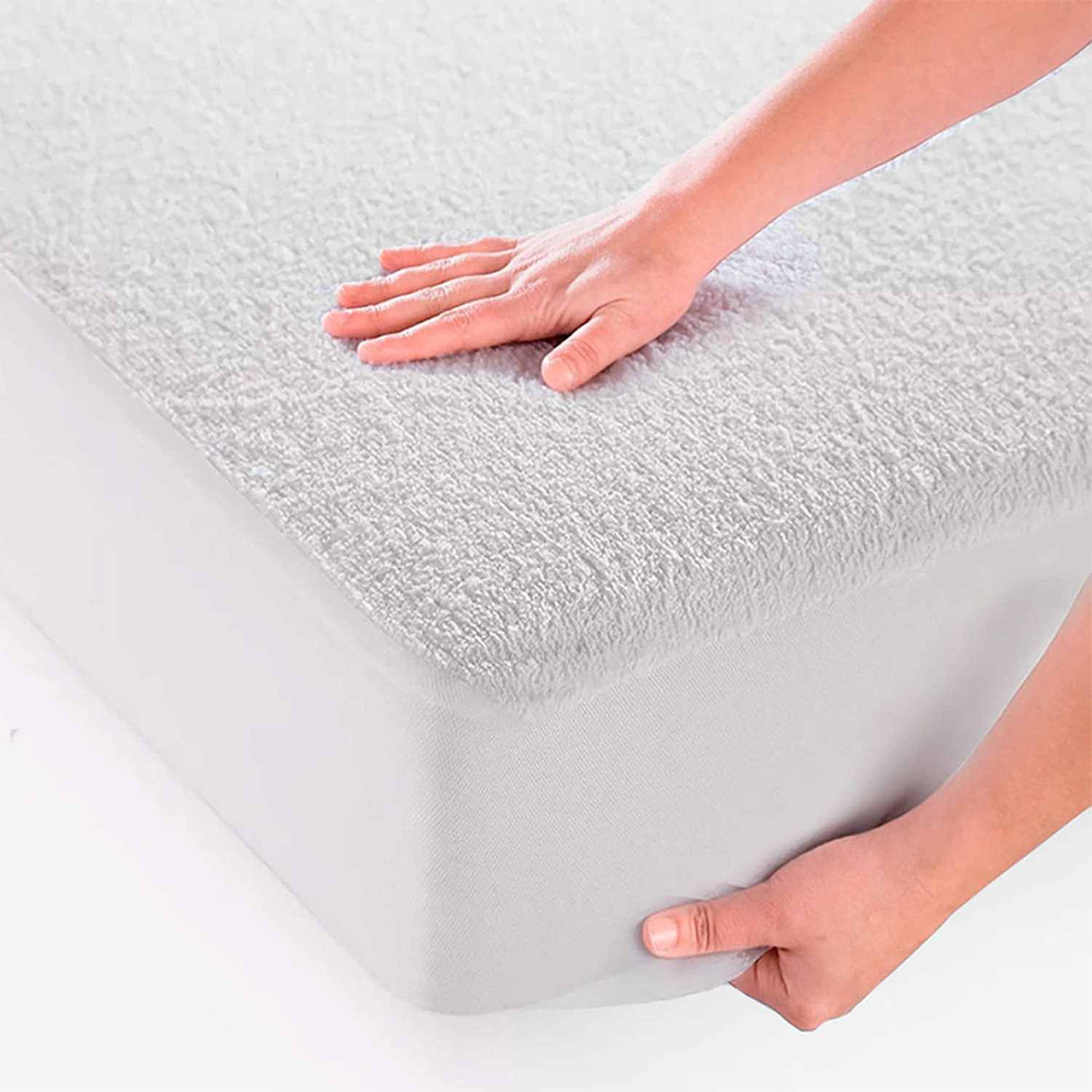 Protector de Colchón Damasco Blanco Sencilla 100 cm Fondo Entero - Ropa de Cama | Bylmo