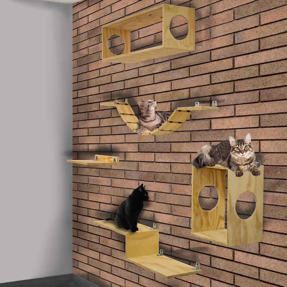 Repisa con Puente Bolt Pino 80 cm Para Gatos - Repisas y Percheros | Bylmo