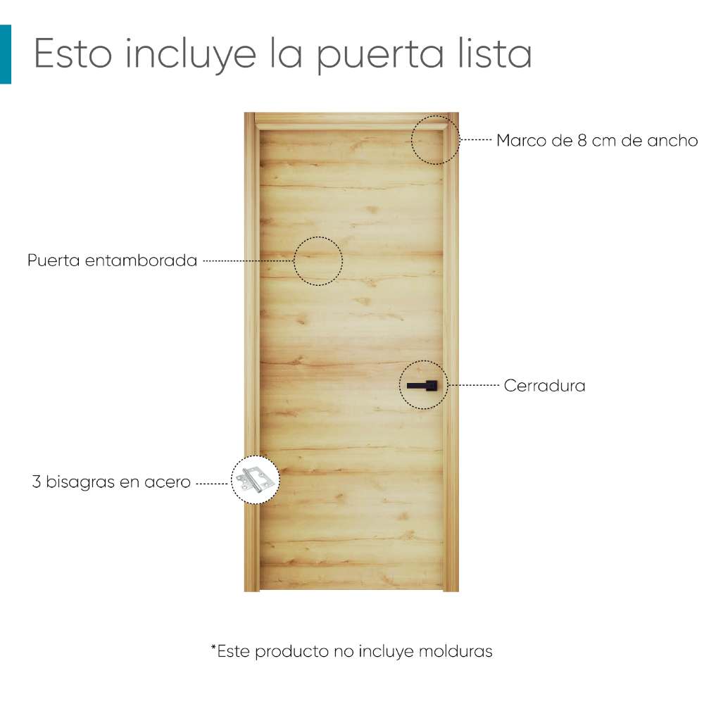 Kit Puerta con Marco Prakti Duna 70x215cm con Acabado Melaminado para Interiores y de Apertura Izquierda - Puertas | Bylmo