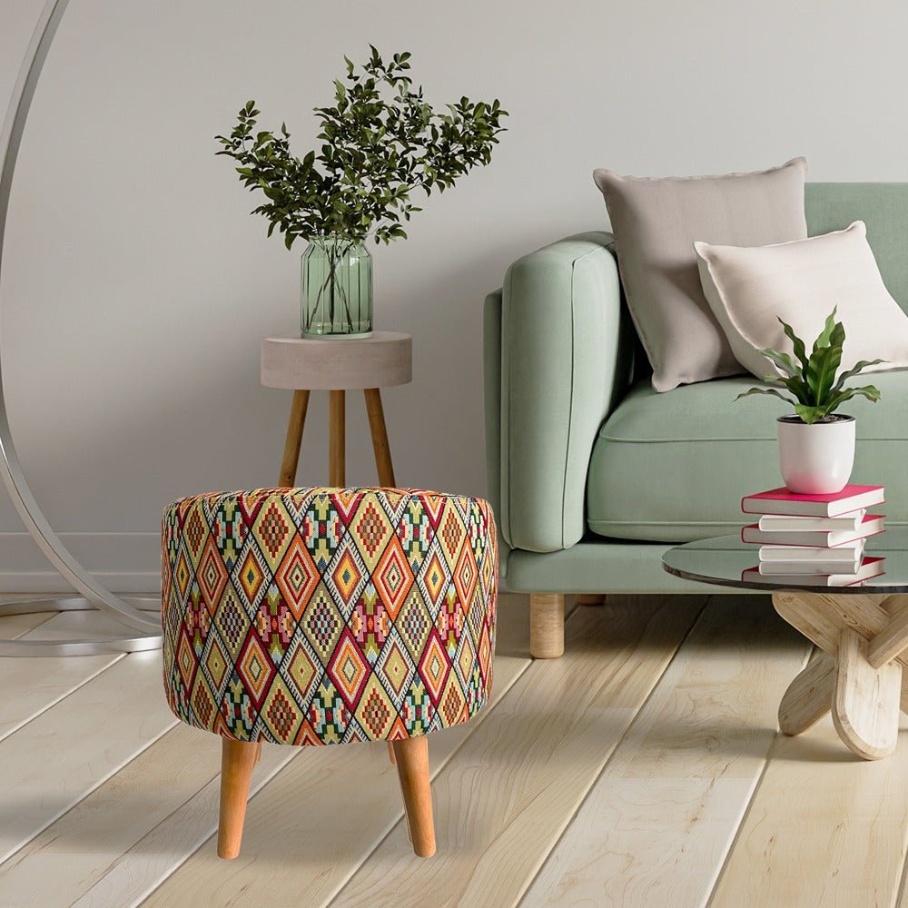 Puff Artemiza Multicolor 40x40cm de Un Puesto Redondo con Tapizado Liso - Sofas | Bylmo