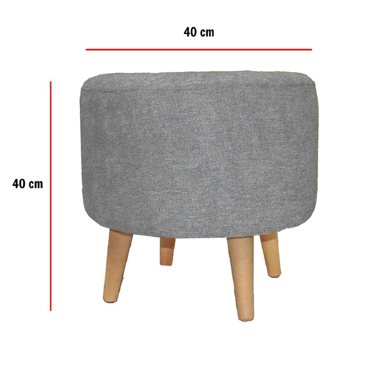 Puff Gris Falcon 40x40cm sin Espaldar de Un Puesto y Tela Capitoneada - Sillas y Butacos | Bylmo