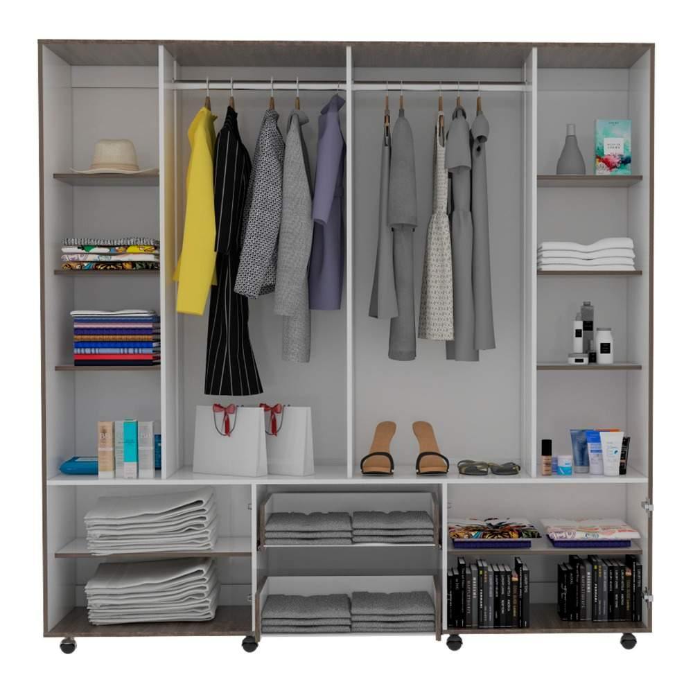 Closet Confort Cafe Expreso 200 cm con Ocho Puertas y Dos Cajones - Closets | Bylmo