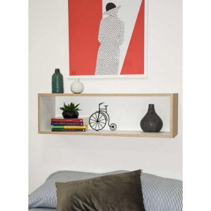 Repisa Rect Rovere y Blanco 83x22.4cm Rectangular con Un Entrepaño - Repisas y Percheros | Bylmo