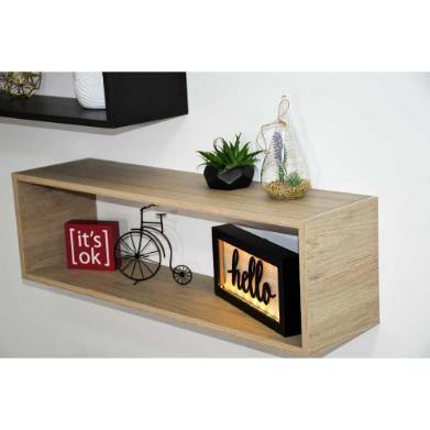 Repisa Rect Rovere y Blanco 83x22.4cm Rectangular con Un Entrepaño - Repisas y Percheros | Bylmo