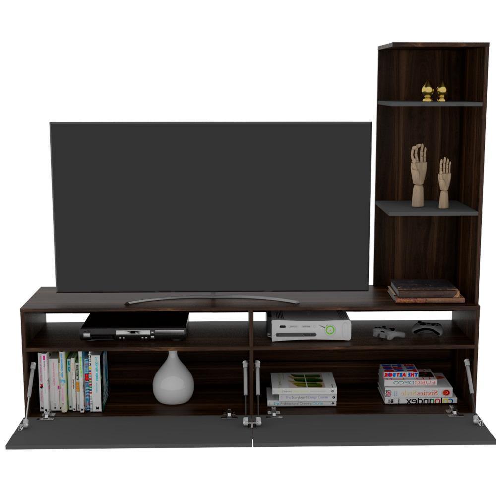 Rack Dalí Habano y Plomo 177 cm con Dos Puertas - Muebles para TV | Bylmo