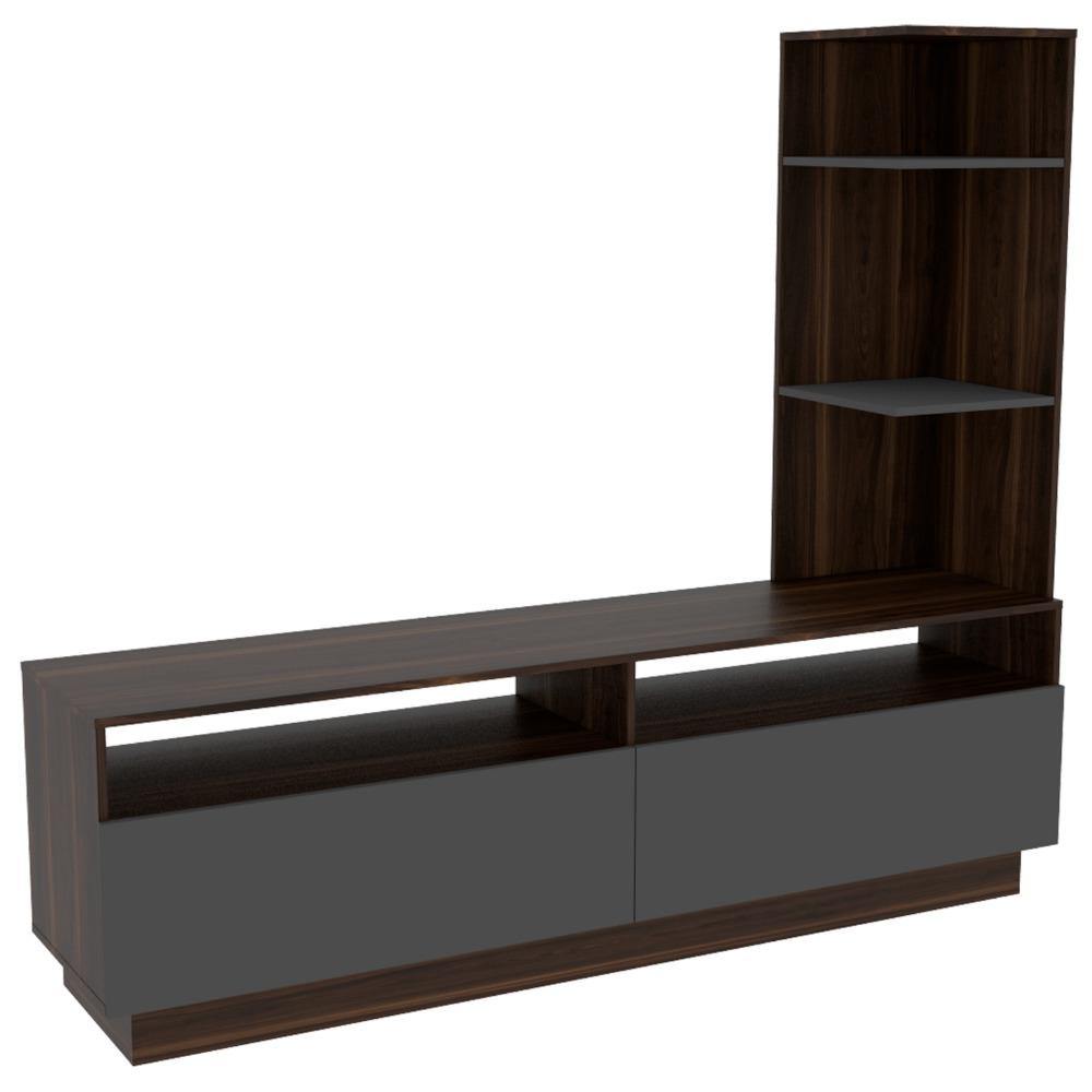 Rack Dalí Habano y Plomo 177 cm con Dos Puertas - Muebles para TV | Bylmo