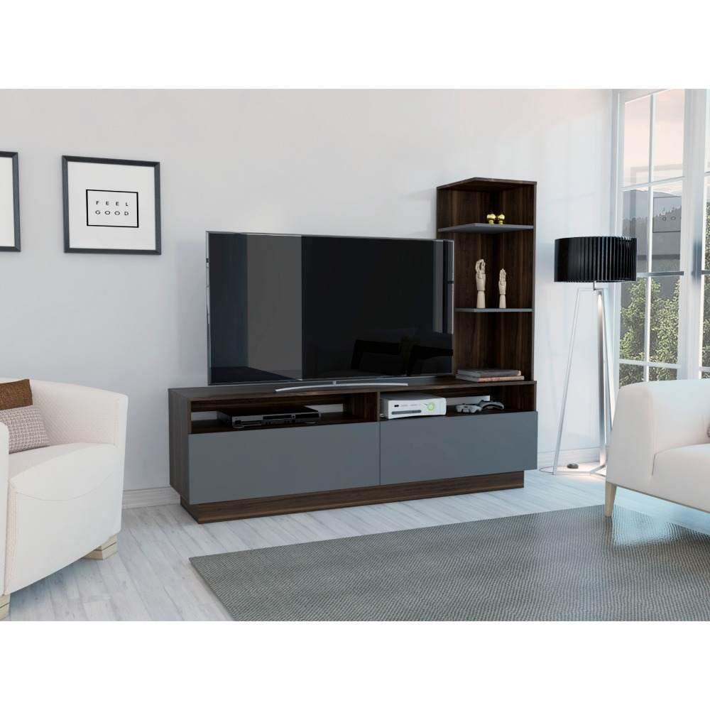 Rack Dalí Habano y Plomo 177 cm con Dos Puertas - Muebles para TV | Bylmo
