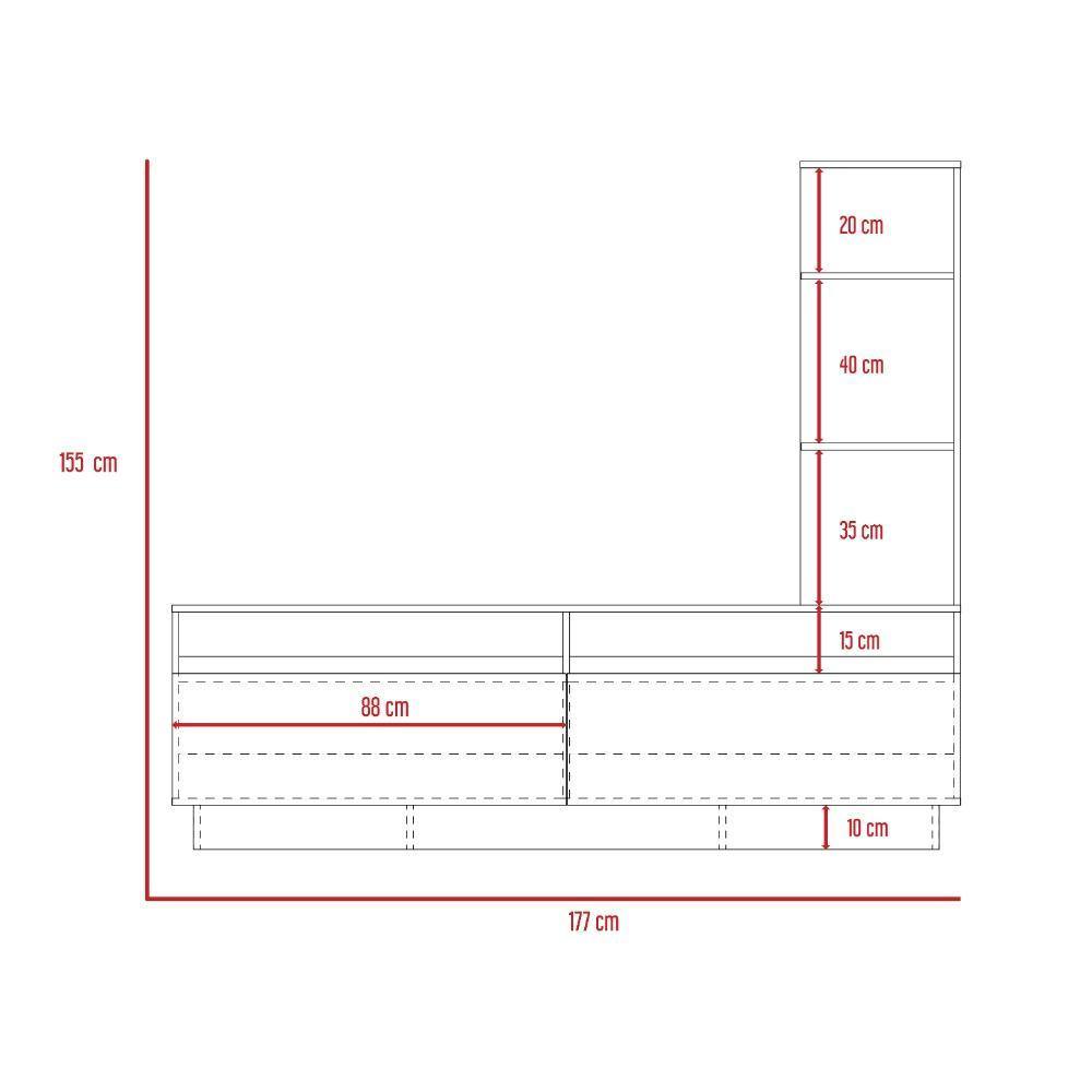 Rack Dalí Habano y Plomo 177 cm con Dos Puertas - Muebles para TV | Bylmo