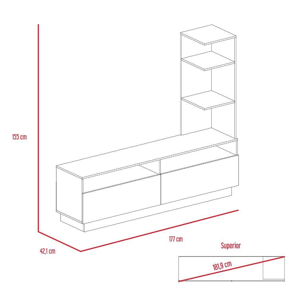 Rack Dalí Habano y Plomo 177 cm con Dos Puertas - Muebles para TV | Bylmo