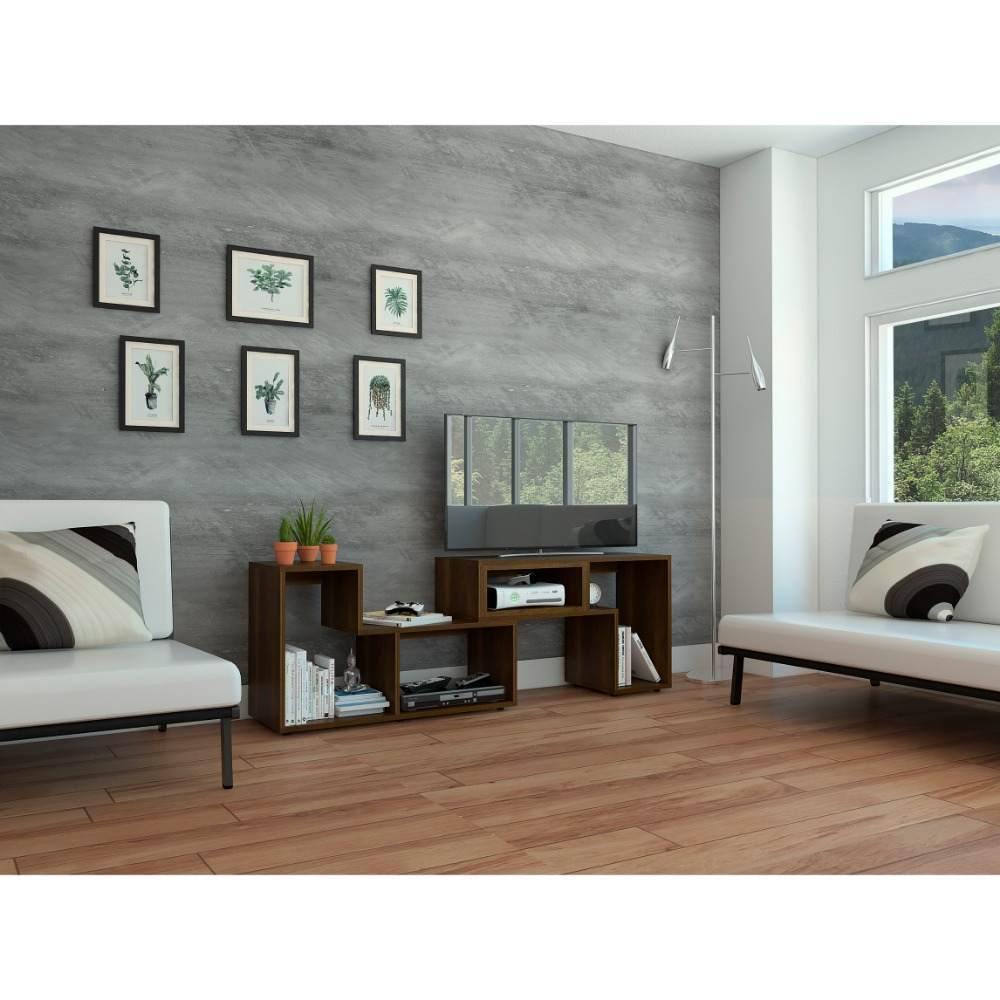 Rack de TV Extensible Beijing Caramelo 120x54.5cm Para TV Hasta 40 Pulgadas sin Cajones y con Patas - Muebles para TV | Bylmo