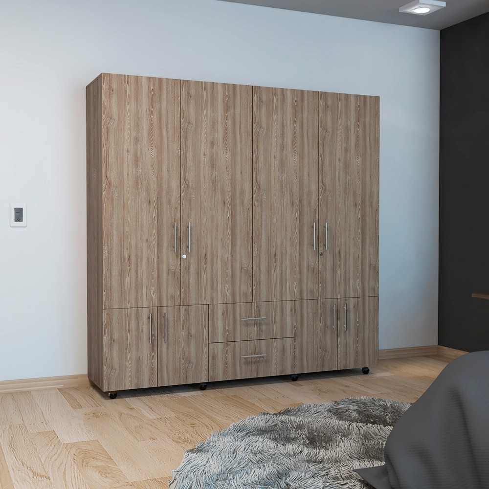 Closet Confort Miel 200 cm con Ocho Puertas y Dos Cajones - Closets | Bylmo