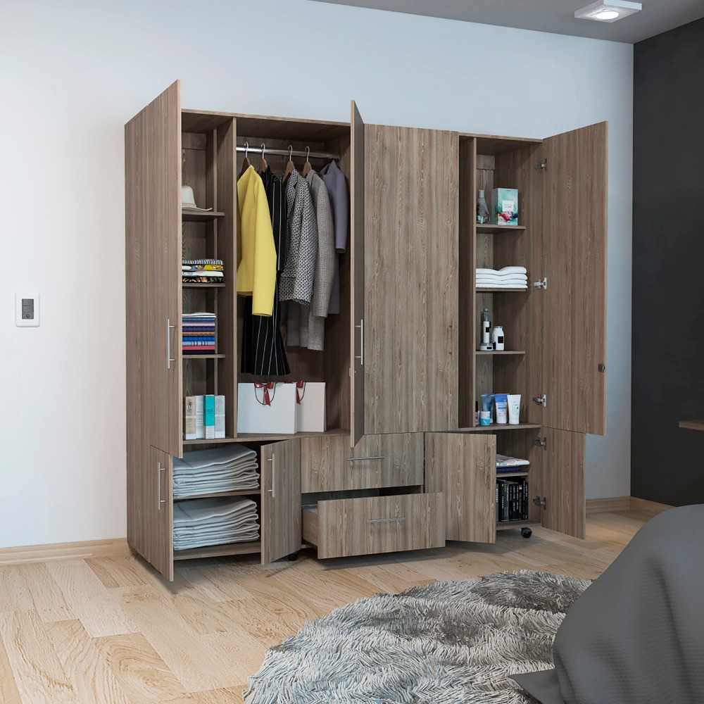Closet Confort Miel 200 cm con Ocho Puertas y Dos Cajones - Closets | Bylmo