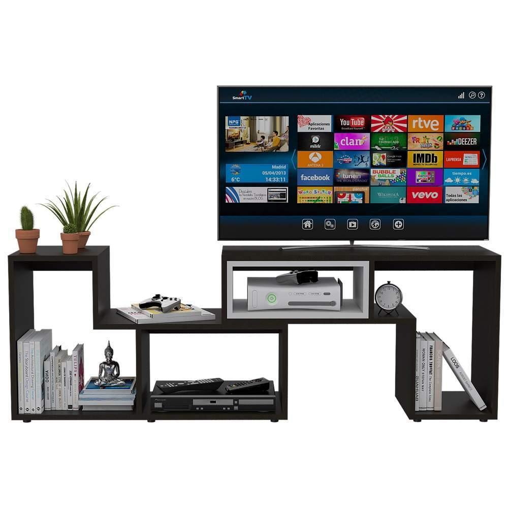 Rack de TV Extensible Beijing Wengue 120x54.5cm Para TV Hasta 50 Pulgadas sin Cajones y con Patas - Muebles para TV | Bylmo