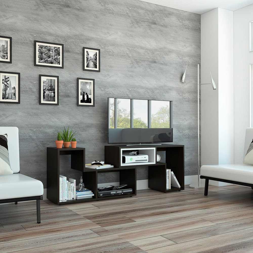 Rack de TV Extensible Beijing Wengue 120x54.5cm Para TV Hasta 50 Pulgadas sin Cajones y con Patas - Muebles para TV | Bylmo