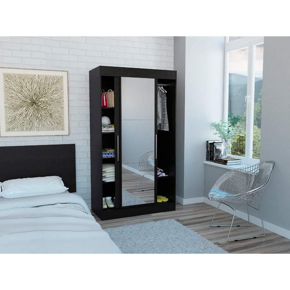 Closet Moratto Wengue 105 cm con Espejo y Dos Puertas - Closets | Bylmo