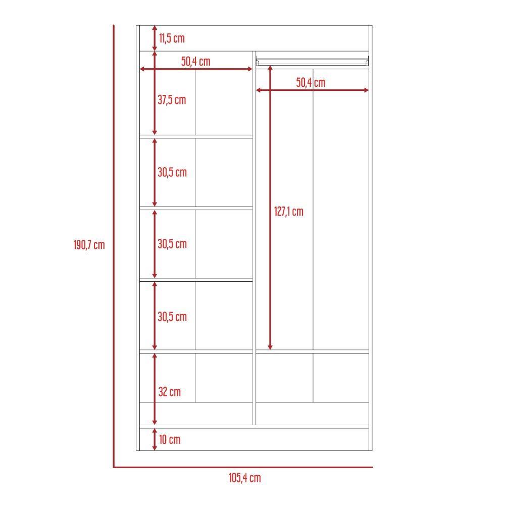 Closet Moratto Wengue 105 cm con Espejo y Dos Puertas - Closets | Bylmo
