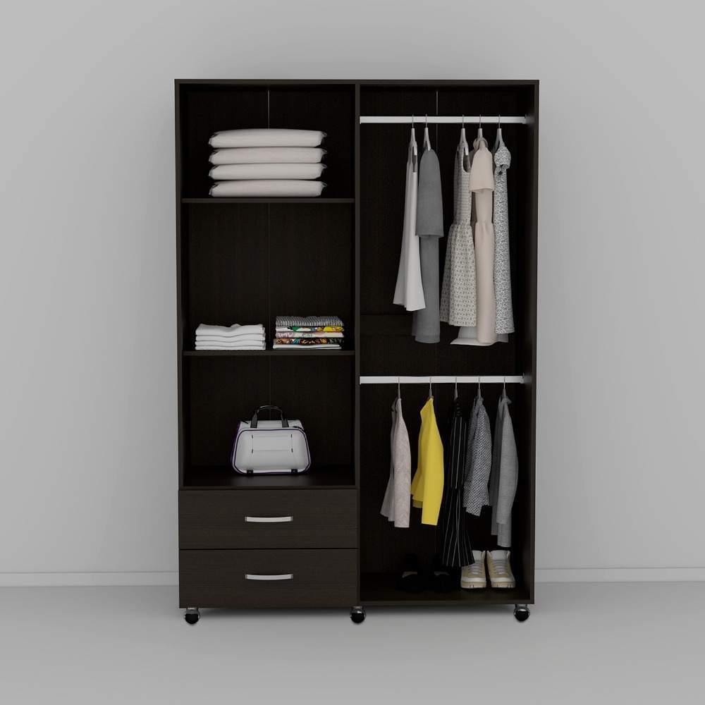 Closet River Wengue 120 cm con Cuatro Puertas y Dos Cajones - Closets | Bylmo
