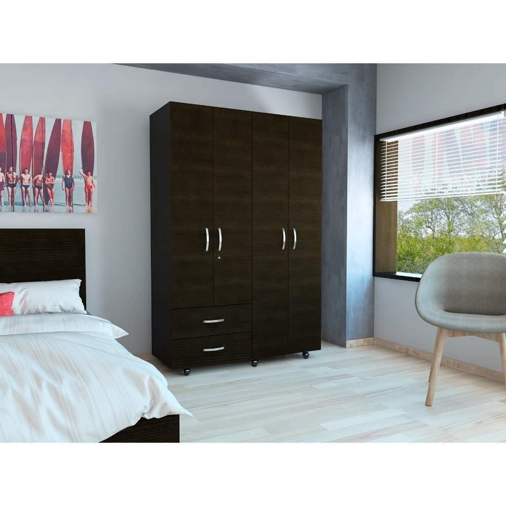 Closet River Wengue 120 cm con Cuatro Puertas y Dos Cajones - Closets | Bylmo