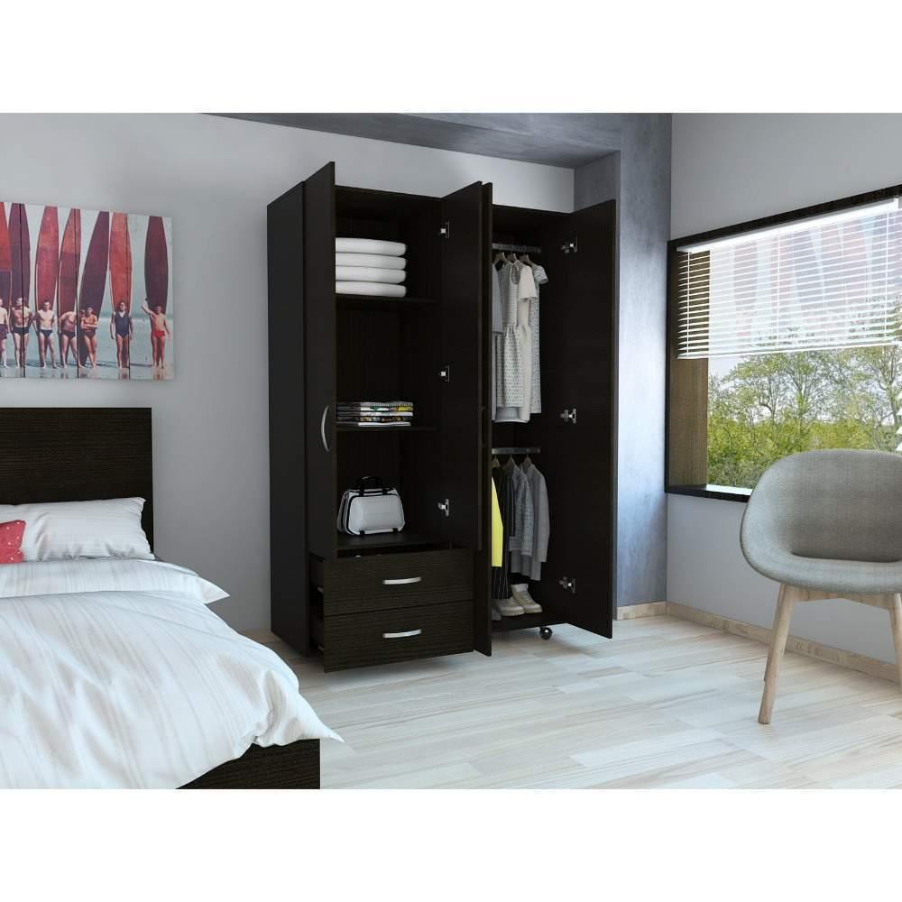 Closet River Wengue 120 cm con Cuatro Puertas y Dos Cajones - Closets | Bylmo