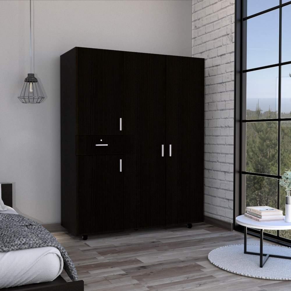 Closet Antartic Wengue 140 cm con Cuatro Puertas y Un Cajón - Closets | Bylmo