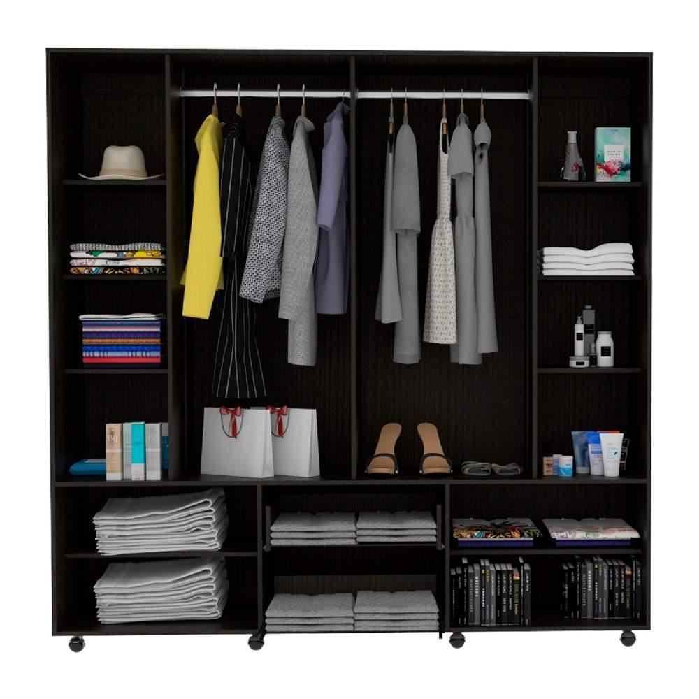Closet Siena Wengue 200 cm con Ocho Puertas y Dos Cajones - Closets | Bylmo