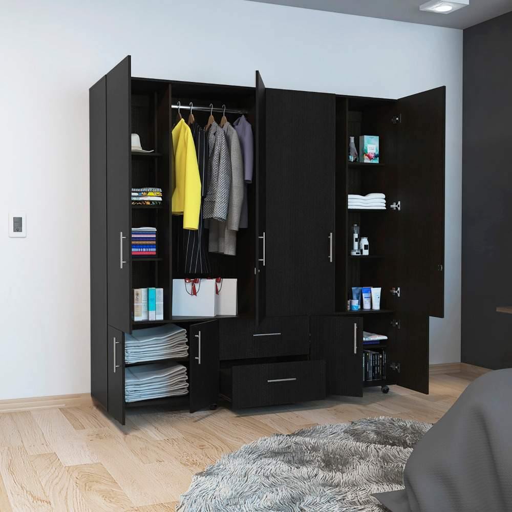 Closet Siena Wengue 200 cm con Ocho Puertas y Dos Cajones - Closets | Bylmo