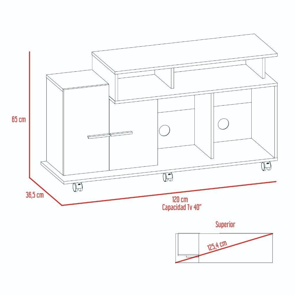 Rack de TV Valera Miel 120x65cm para TV Hasta 40 Pulgadas con Ranuras para Cables y con Cinco Compartimientos - Muebles para TV | Bylmo