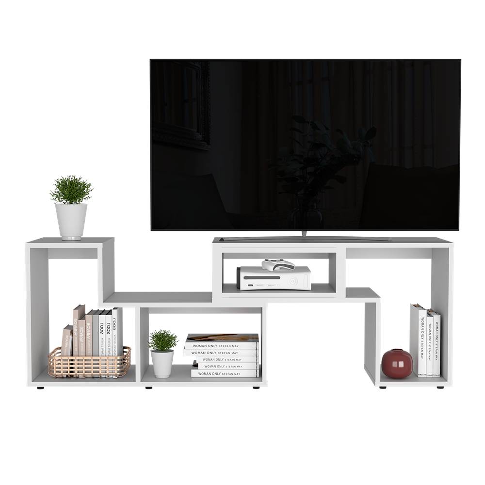 Rack de TV Extensible Beijing Blanco 160x57cm Para TV Hasta 40 Pulgadas sin Cajones y con Patas - Muebles para TV | Bylmo